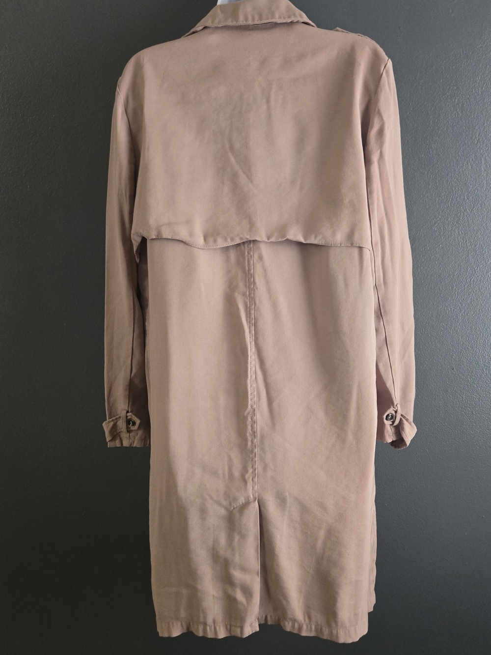 She + Sky Women’s Draped Lightweight Mauve Soft Utilitarian Trench Coat L - Picture 3 of 8